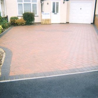 Masonry work brick driveway completed project