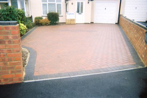 Masonry work brick driveway completed project