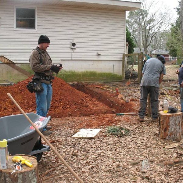 Deck project Humble TX underway clearing the land crew photo